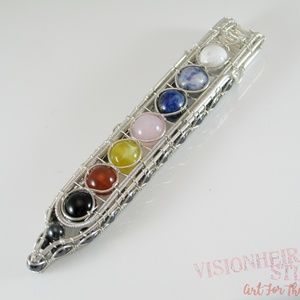 7 Chakra Spear Sterling Silver Pendant